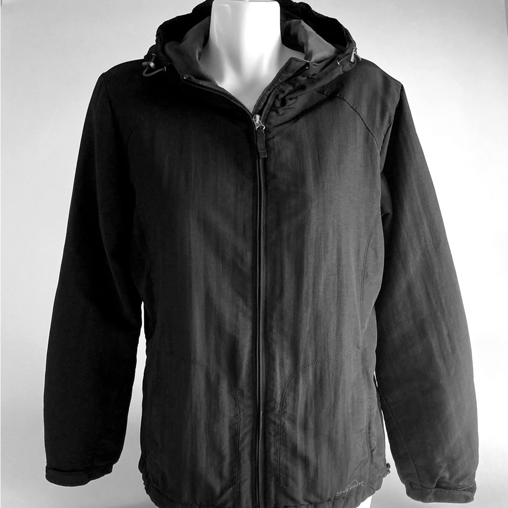 Eddie Bauer Thermore Black Nylon Polyester Waterproof Hooded Jacket size L